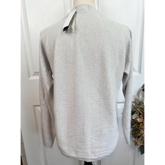 PREMISE Womens Size M Aluminum Heather Textured Knit Sweater Top Side Slit Cozy - Picture 8 of 12